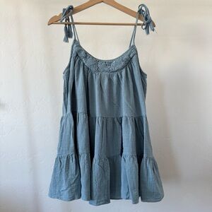 Mustard Seed Light Blue Crochet Lace Detail Dress Women’s Small